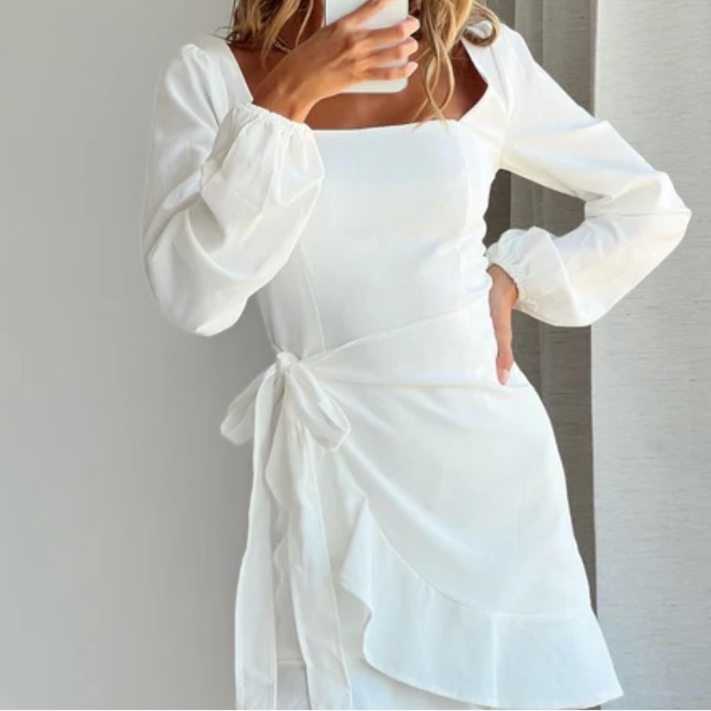Princess Polly White Long Sleeve Dress